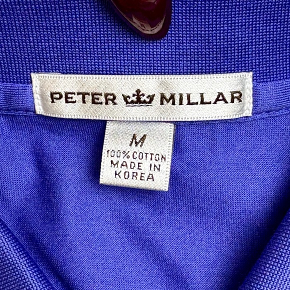 Peter Millar Purple Golf Polo Shirt Size M Logo Able Industrial Cotton Texas - Picture 9 of 9